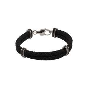 ROYAL-EGO Náramek 'Leather Bracelet black'  černá