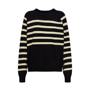 NA-KD Mikina 'striped knitted sweater'  černá / bílá