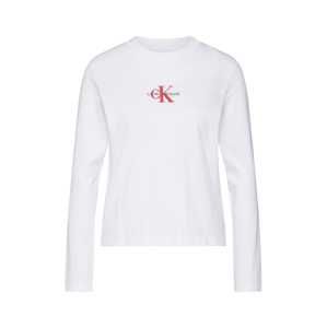 Calvin Klein Jeans Tričko 'MONOGRAM EMBROIDERY LONG SLEEVE'  bílá