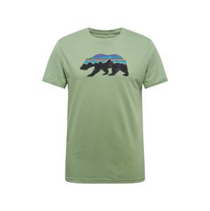 PATAGONIA Tričko 'Fitz Roy Bear'  modrá / světle zelená / fialová