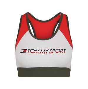 Tommy Sport Sportovní podprsenka 'BLOCKED BRA MID CO/E'  tmavě zelená / ohnivá červená / bílá
