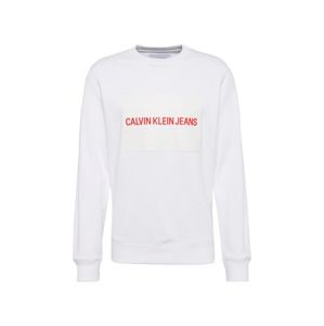 Calvin Klein Jeans Mikina 'INSTITUTIONAL RUBBER BOX CN'  červená / bílá
