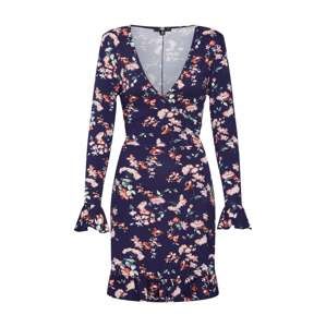 Missguided Šaty 'Floral Front Wrap Dress'  námořnická modř / růžová