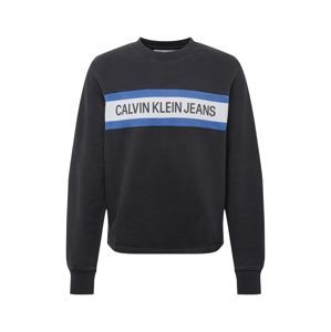 Calvin Klein Jeans Mikina 'INSTIT FRONT STRIPE CN'  modrá / černá / bílá