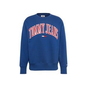 Tommy Jeans Mikina 'TJM CLEAN COLLEGIATE CREW'  modrá / červená