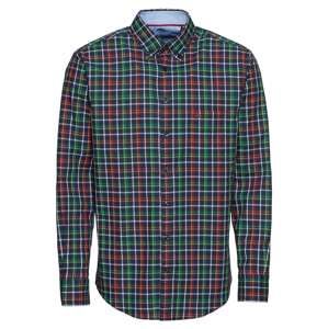 FYNCH-HATTON Košile 'sleeve casual fit'  tmavě modrá / zelená / červená