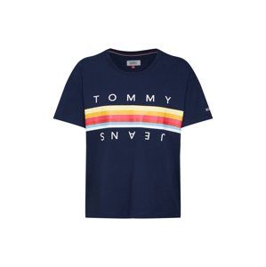 Tommy Jeans Tričko 'Multicolor Line'  námořnická modř / žlutá / červená
