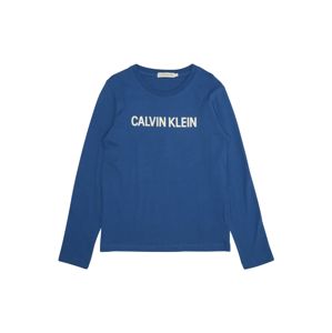 Calvin Klein Jeans Tričko 'LOGO REGULAR LS TEE'  modrá