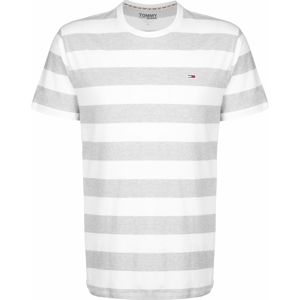 Tommy Jeans Tričko ' Bold Stripe '  šedý melír / bílá