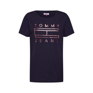 Tommy Jeans Tričko 'METALLIC LOGO TEE'  zlatá / černá