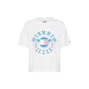 Tommy Jeans Tričko 'TJW Summer Circle Logo Tee'  světlemodrá / bílá
